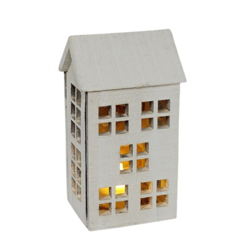 Lighted Snowy Tall House WXF39065