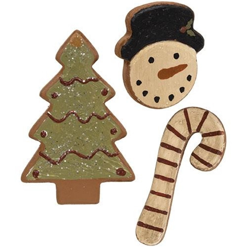 Snowman, Candy Cane & Tree Wooden Christmas Cookies