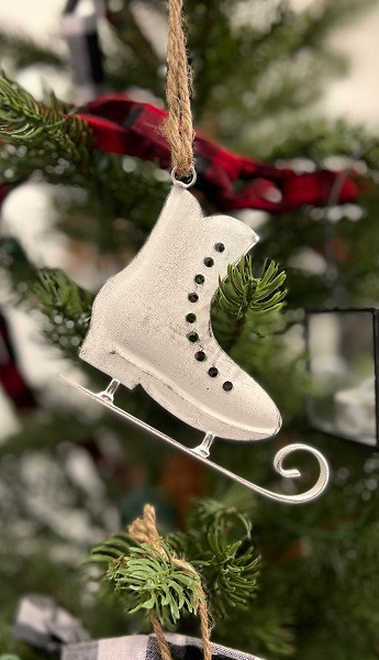 Skates White Washed Ornament 90741W