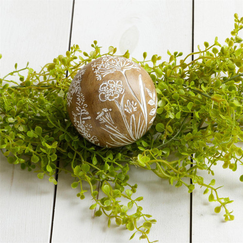 Decorative Accent Ball With Floral Pattern 8RS982