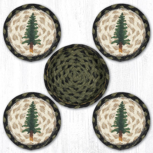 Braided Coasters - Tall Timbers Coaster Basket Set - Earth Rugs 29-CB116TT-CLP