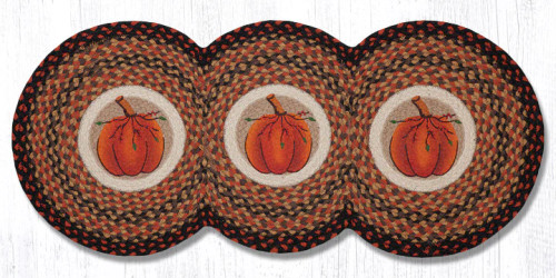 Tri Circle Braided Table Runners - Harvest Pumpkin Table Runner -Earth Rugs 95-222HP