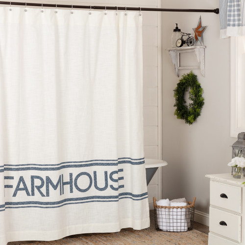 Sawyer Mill Blue Farmhouse Shower Curtain 72x72 - VHC Brands