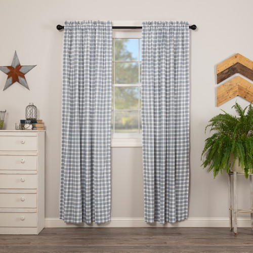VHC Brands - Sawyer Mill Blue Plaid Panel Set of 2 84x40