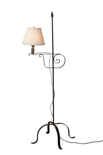 Irvin's Tinware - Wrought Iron Floor Lamp With Linen Shade - Farmhouse Lamps R406FCLP