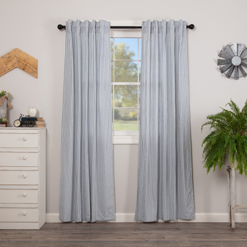 VHC Brands - Sawyer Mill Blue Ticking Stripe Panel Set of 2 84x40