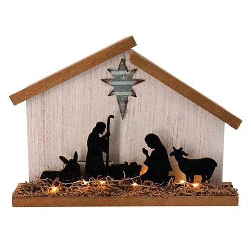 Wooden Nativity with LED Light SUN2708