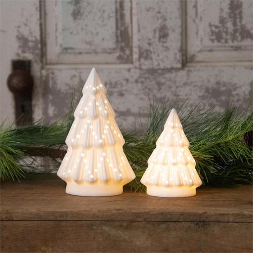 Ceramic Bisque light Up Trees - Set Of Two 7PT1655