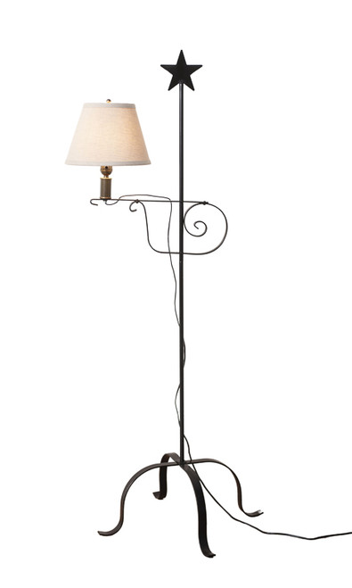 Irvin's Tinware - Wrought Iron Floor Lamp With Linen Shade - Farmhouse Lamps R406SCLP