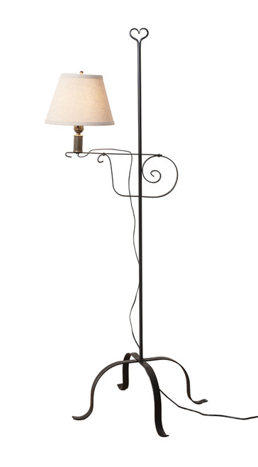 Irvin's Tinware - Wrought Iron Floor Lamp With Linen Shade - Farmhouse Lamps R406HCLP