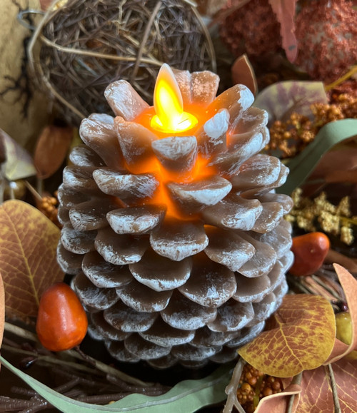 Pine Cone Moving Flame LED Candle CA248