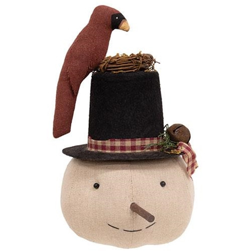 Stuffed Nesting Cardinal Top Hat Snowman Sitter CS38858