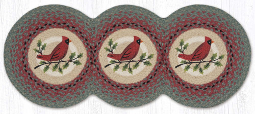 Tri Circle Braided Table Runners - Holly Cardinal Table Runner -Earth Rugs 95-025HC