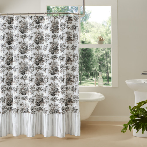 VHC Brands - Annie Portabella Floral Ruffled Shower Curtain 72x72