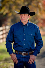 Oxford Western Shirt w/ Pearl Snaps - Blue