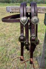 Work Headstall w/ JWP Round Conchos - Dark Oil
