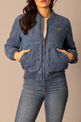 Kimes Ranch Marinos Bomber Jacket - Light Wash Indigo