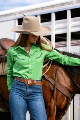 Kimes Ranch Logo Horn Blouse - Kelly Green