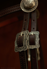Headstall w/ Brooks Conchos & Buckles - Dark Oil 50B