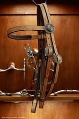 Browband Headstall w/ Brooks Concho ends - Tan KT60A