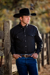 Oxford Western Shirt w/ Pearl Snaps - Black Medium Only