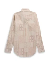 Women's Cowboygirl Vintage Ecru Quilt Print Granddaddy Snap Shirt
