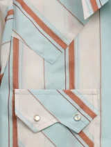 Women's Cowboygirl Vintage Turquoise Stripe Granddaddy Snap Shirt