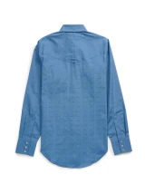 Women's Cowboygirl Cowboy Blue Tonal Dobby Solid Granddaddy Snap Shirt 