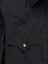 Women's Cowboygirl Black Solid Tonal Dobby Granddaddy Snap Shirt 
