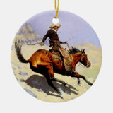 Vintage Cavalry, The Cowboy - Circle Ceramic Tree Decoration