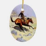 Vintage Cavalry, The Cowboy - Oval Ceramic Tree Decoration