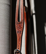 BB Single Split ear headstall - floral, dark oil, double & stitched