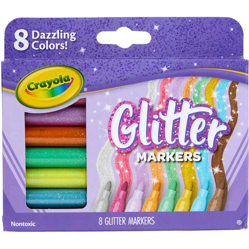 CRAYOLA,MARKERS,GLITTER,8CT