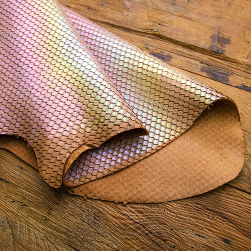 Colorful grainy cowhide leather – fish cut wmbossed pattern leather for creative leathercraft projects