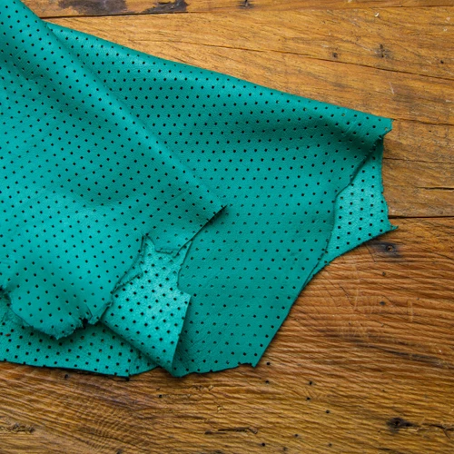perforated cyan leather hide