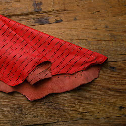 red laser cut leather