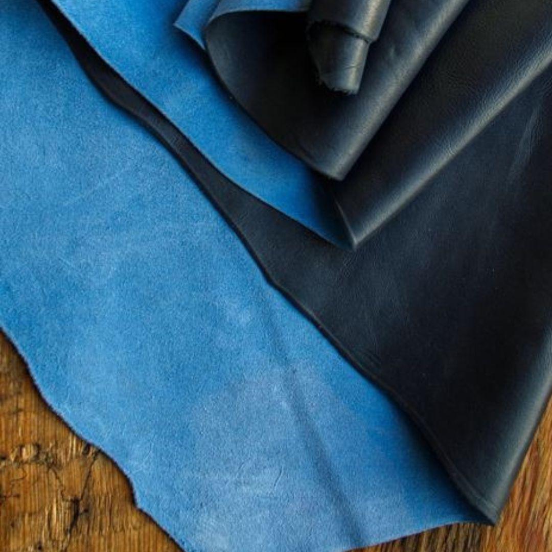 Dark blue Cowhide Aniline Vegetable Tanned Dyed Leather Hides