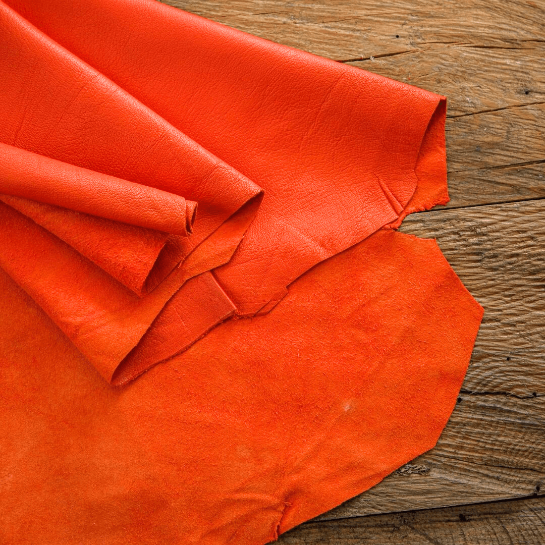 orange sheepskin leather