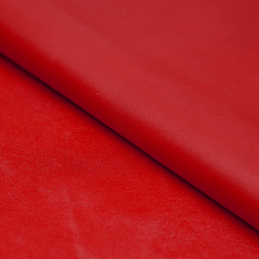 Red matte finished deerskin leather hide