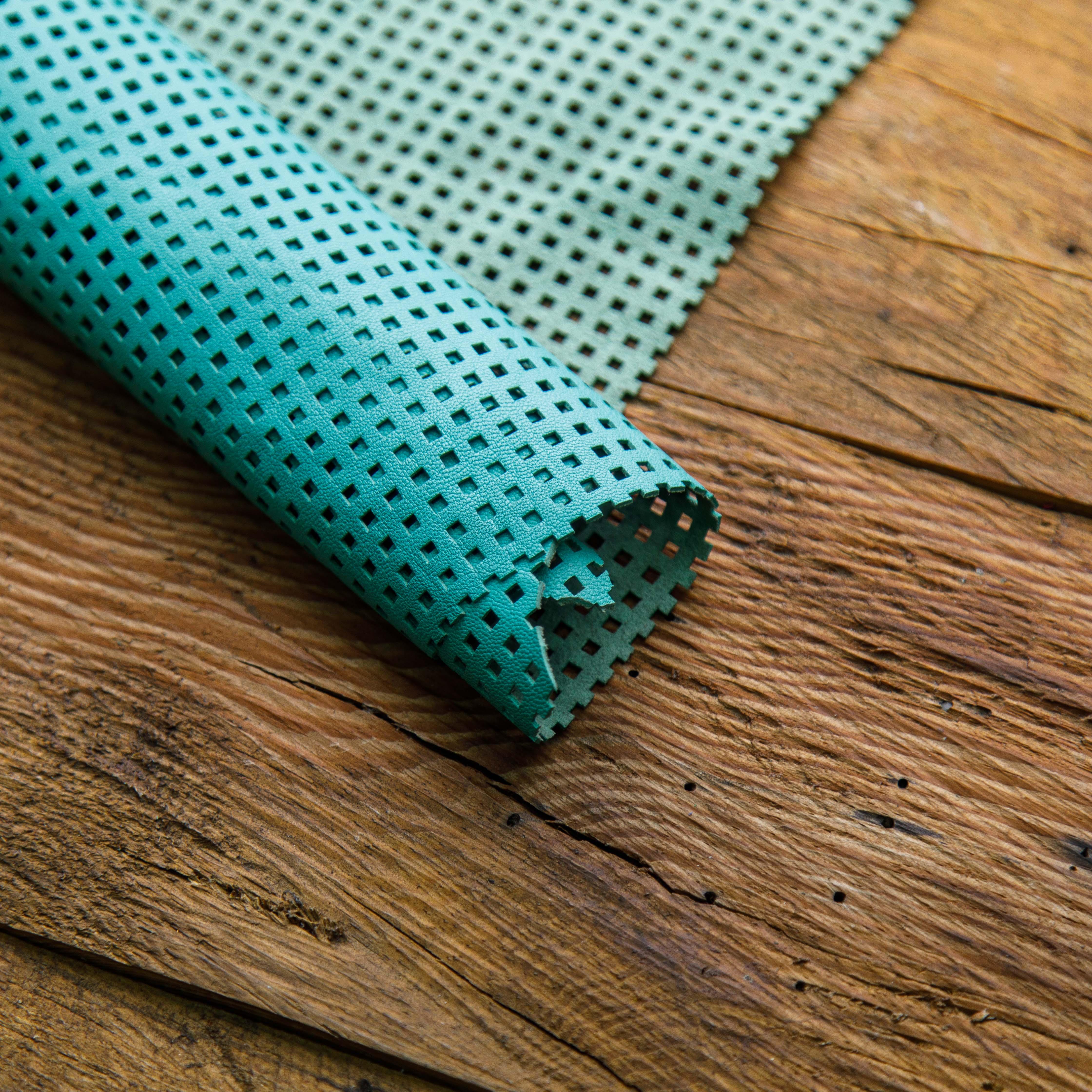 aqua perforated leather skin