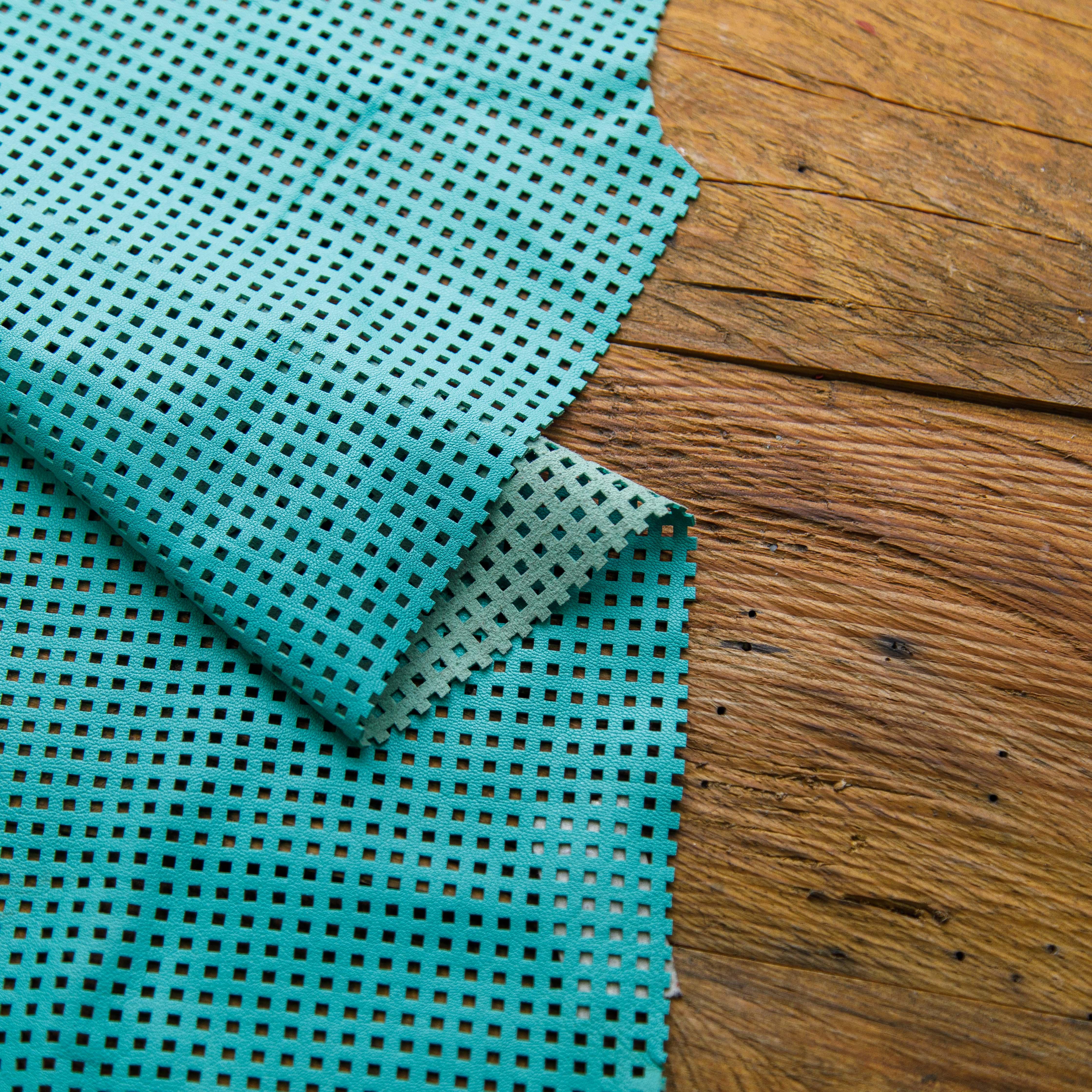 perforated leather aqua color