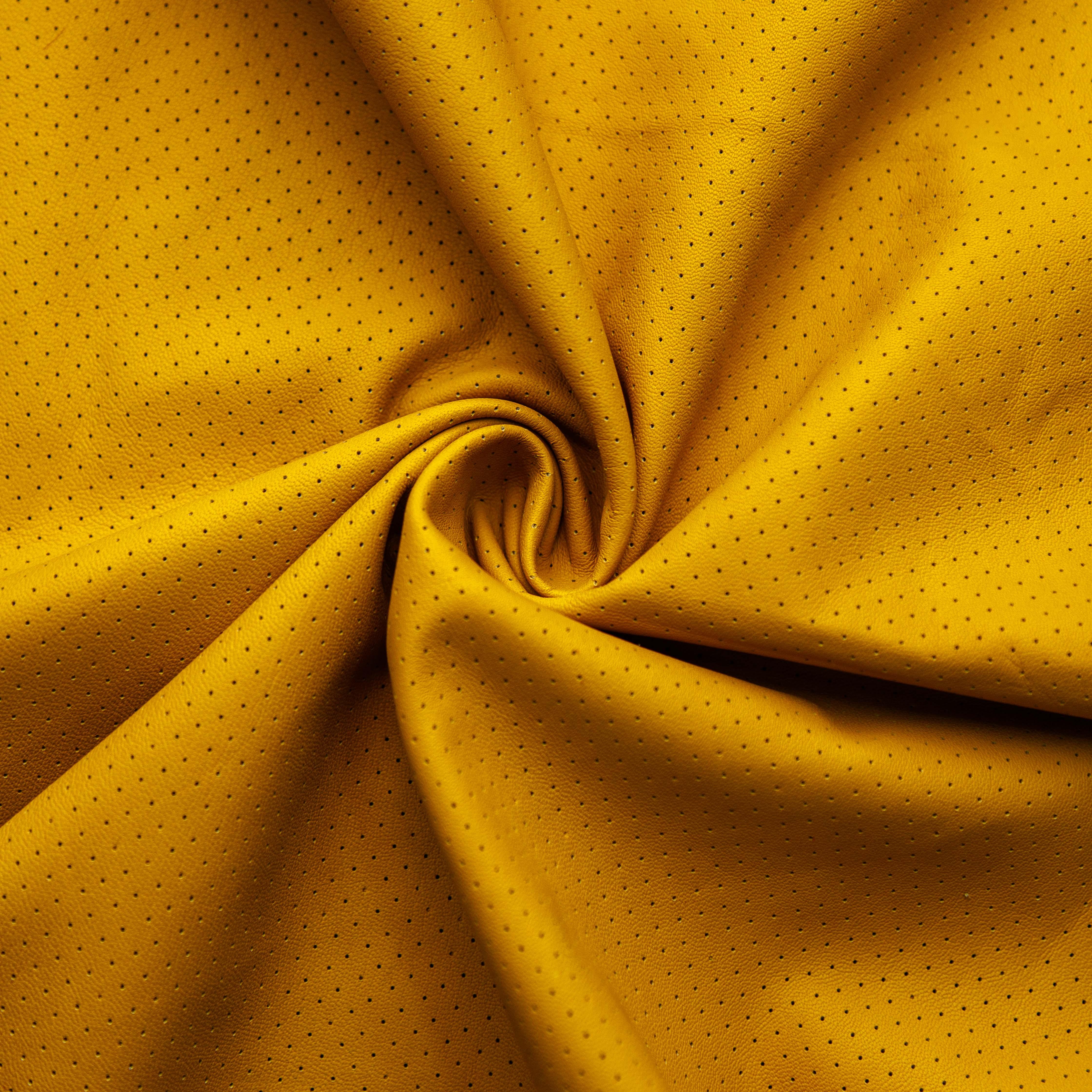 Pinhole texture soft leather – honey yellow cowhide for shoes and premium garments