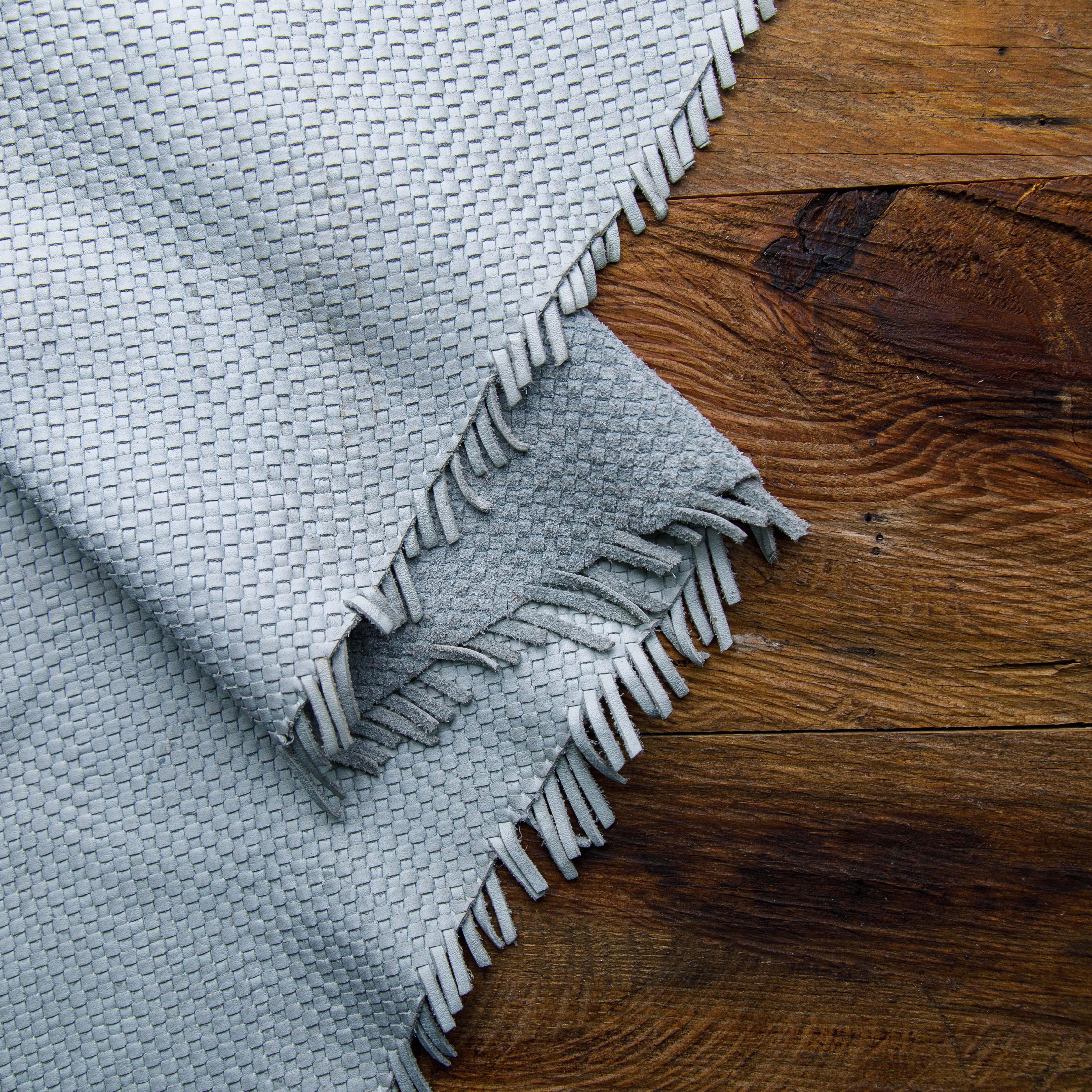 silver woven hand made leather