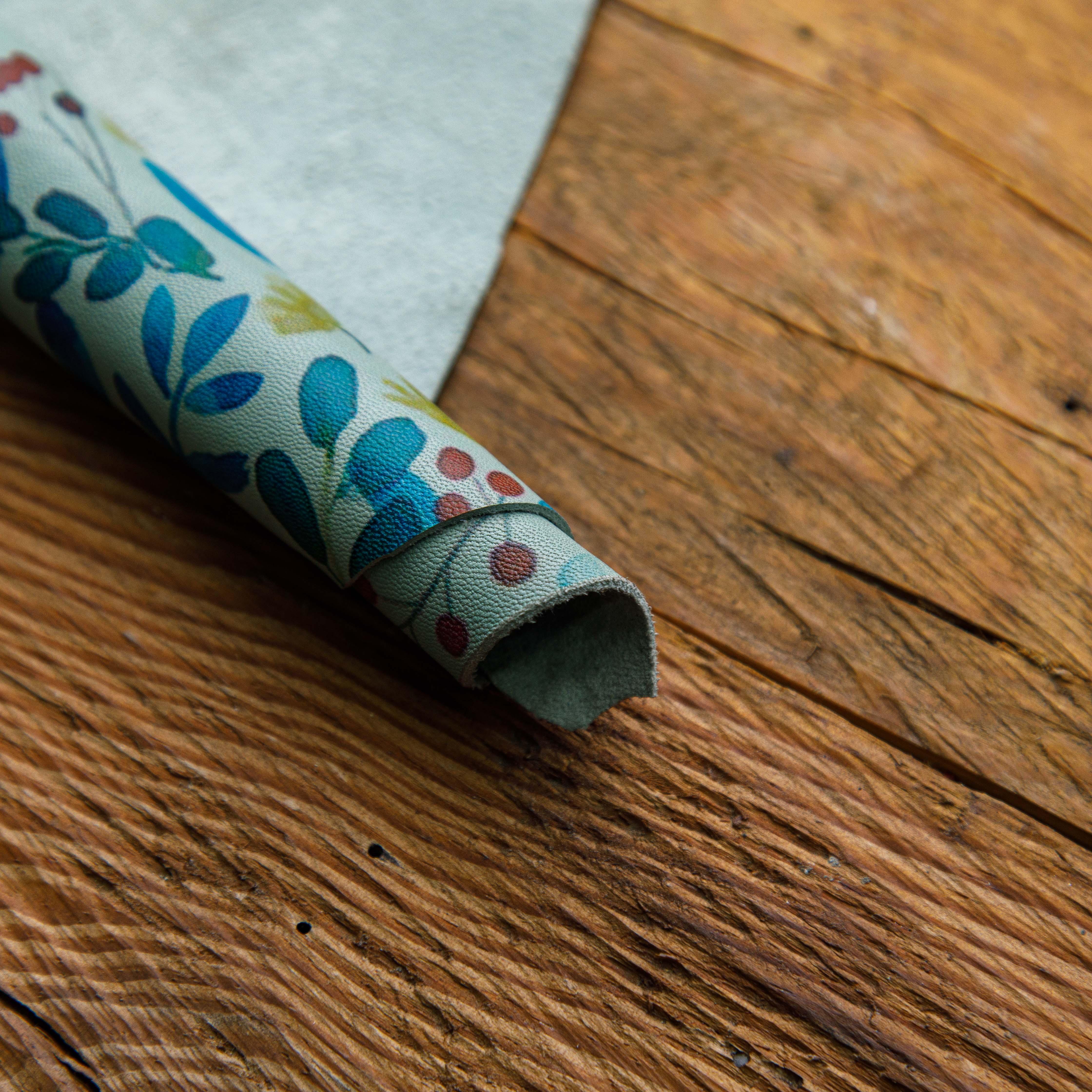printed multi color floral pattern leather
