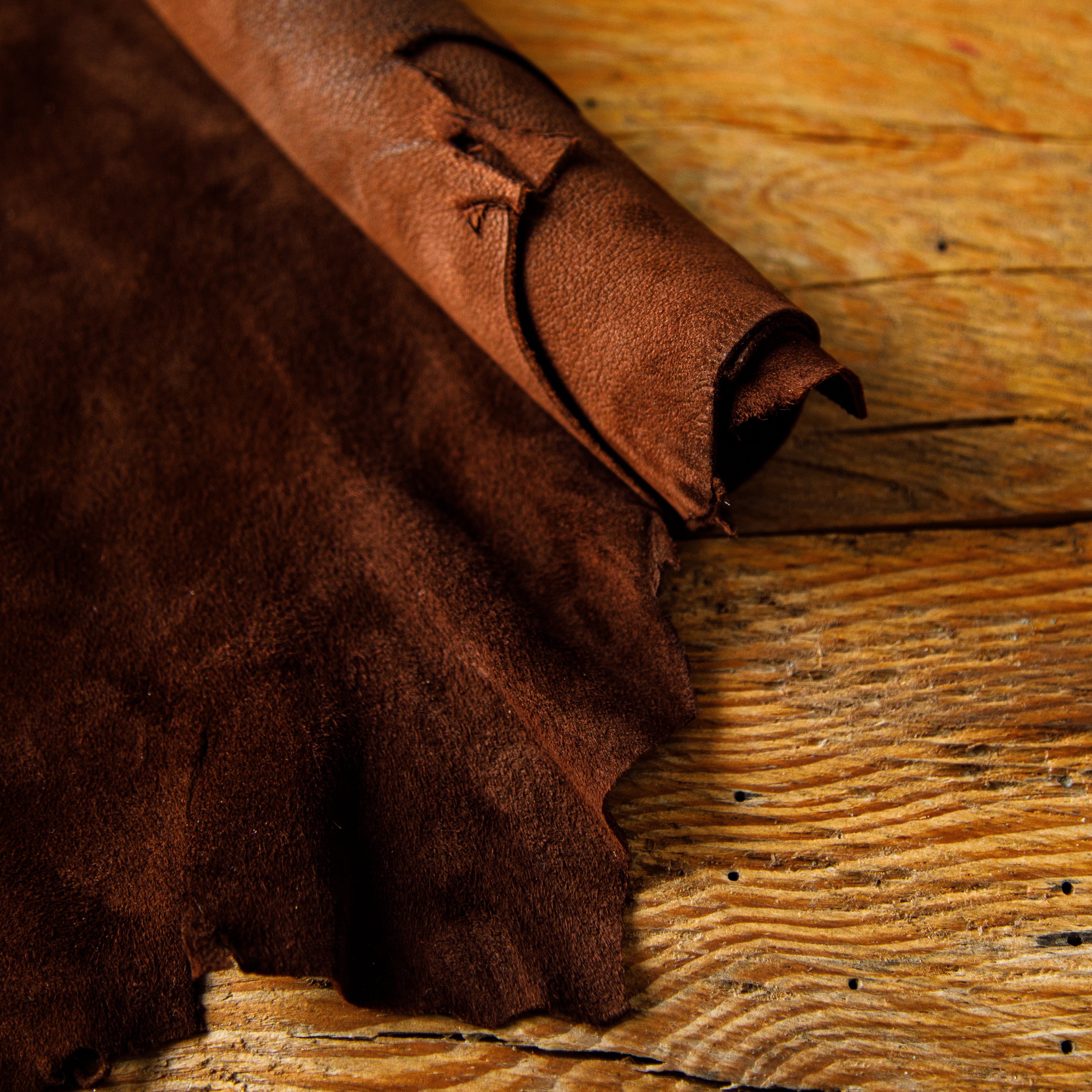Velvety dark brown goat suede – natural leather for bags, shoes, and jackets