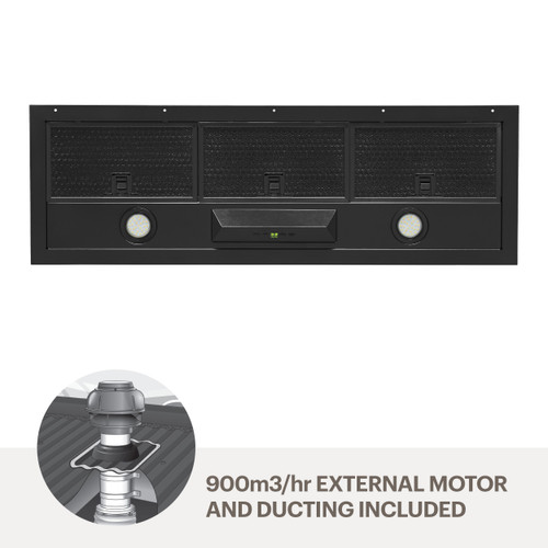 Amore UMLUCIA6B-M9 Lucia Black 600mm Undermount Rangehood with External Motor