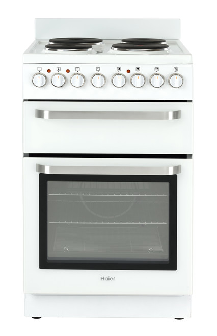 Haier 54cm Freestanding Electric Range HOR54B5MCW1 – Solid Cooktop, Separate Grill