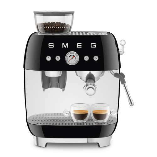 Smeg EGF03BLAU 50’s Style Manual Espresso Coffee Machine with Grinder Black