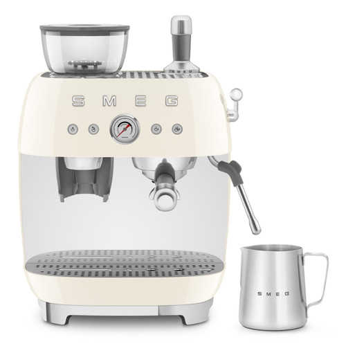 Smeg EGF03CRAU 50’s Style Manual Coffee Machine with Grinder Cream