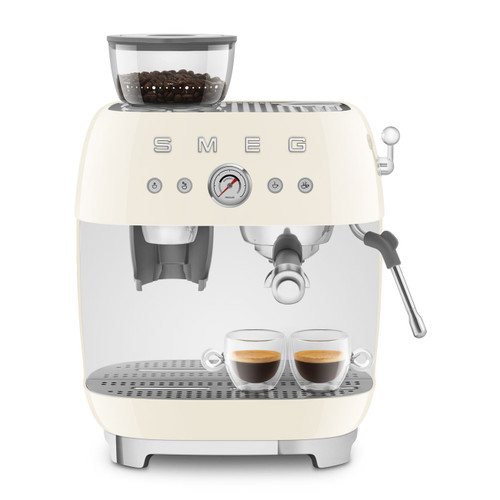 Smeg EGF03CRAU 50’s Style Manual Coffee Machine with Grinder Cream